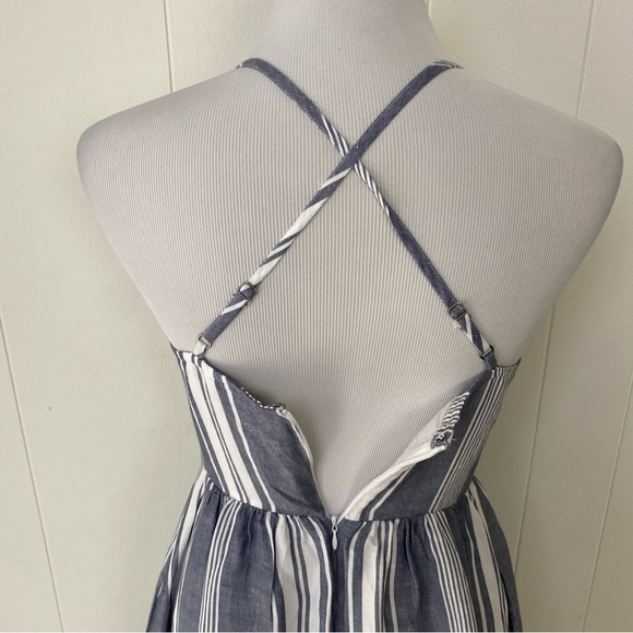 Abercrombie & Fitch Sundress Sz XS Square Neck Striped Blue Summer Beach Coastal - Picture 8 of 14